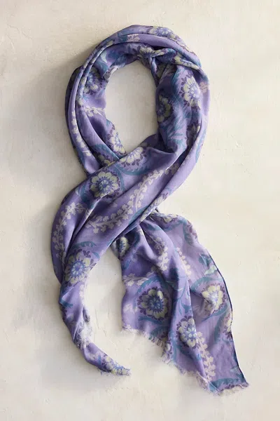 Elizabeth Gillett Lavender Motif Scarf In Purple
