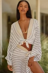 Elizabeth Gillett Striped Tie-front Top