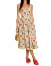 Elizabeth James The Label Alice Feminine Midi Dress In Teardrop Floral In Multi
