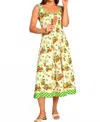 Elizabeth James The Label Alice Midi Dress In Green Multi In Green