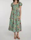 Elizabeth James The Label Allie Dress In Exotic Flower Aquamarine