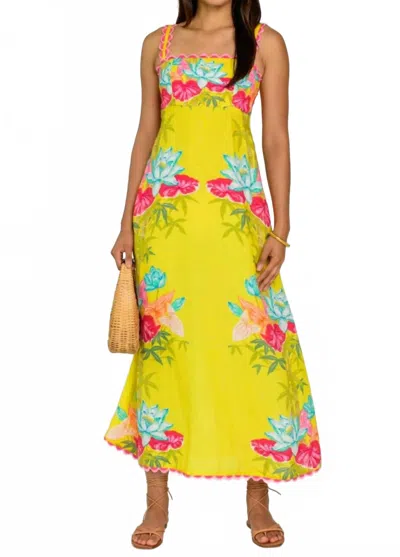Elizabeth James The Label Annalisa Midi Dress In Tropical Bamboo In Brown
