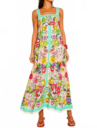Elizabeth James The Label Annalisa Midi Dress In Vintage Scarf In Multi
