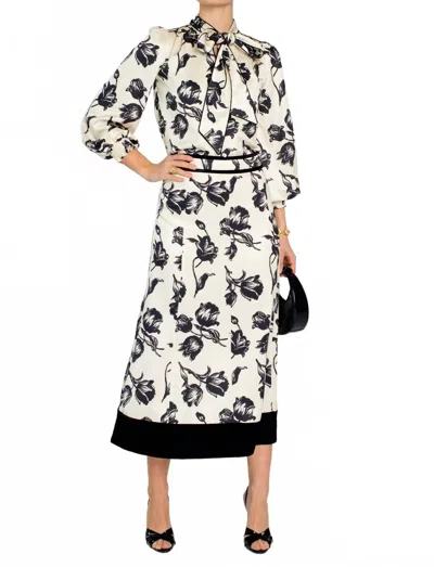 Elizabeth James The Label Avery Midi Skirt In Snow Tulip In Black