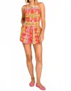 Elizabeth James The Label Babe Floral Print Shorts In Rosebud Ribbon Stripe In Multi
