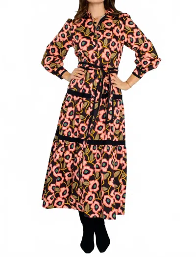 Elizabeth James The Label Beverly Dress In Black Poppies In Multi