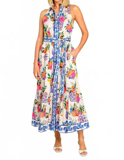 Elizabeth James The Label Biba Dress In Ivory Ginger Jars In Multi