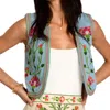 Elizabeth James The Label Bohemian Kit Vest In Indian Flower Chambray In Multi