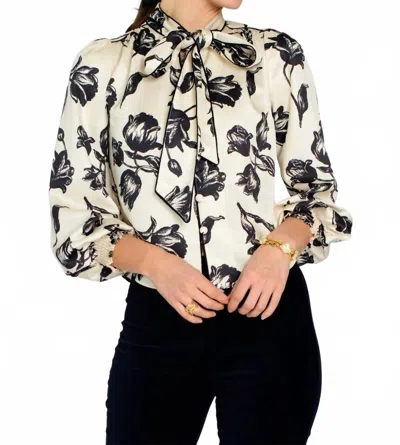 Elizabeth James The Label Brit Bow Blouse In Snow Tulip In Multi
