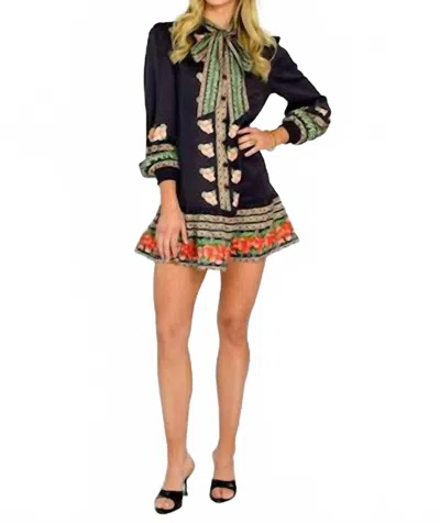 Elizabeth James The Label Brit Bow Dress In Garland Stripe In Multi