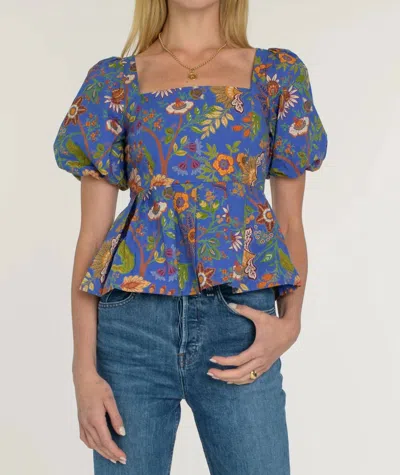 Elizabeth James The Label Cara Top In Secret Garden Sapphire In Blue