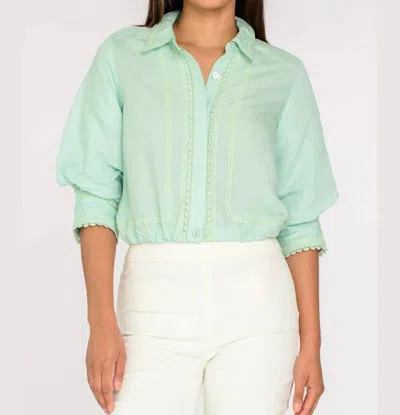 Elizabeth James The Label Carter Button Down Top In Iced Mint In Multi