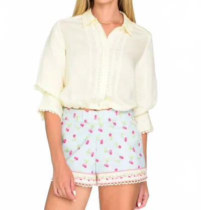 Elizabeth James The Label Carter Button Down Top In Vanilla In Yellow
