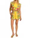 Elizabeth James The Label Charlie High Waist Short In Yellow In Multi