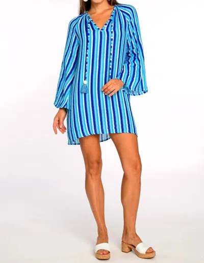 Elizabeth James The Label Chelsea Mini Dress In French Blue Stripe