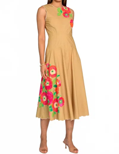 Elizabeth James The Label Claire Dress In Poppy Patch Iced Coffee In Multi