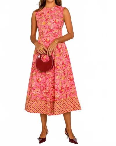 Elizabeth James The Label Claire Midi Dress In Grandeur Cherry In Multi