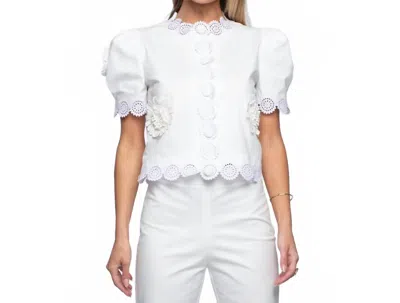 Elizabeth James The Label Coco Puff Sleeve Top In Sea Salt In White