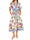 Elizabeth James The Label Collins Midi Dress In Ivory Ginger Jars In Multi