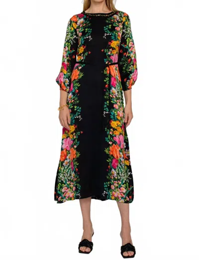 Elizabeth James The Label Dawn Midi Dress In Centerpiece Black In Multi