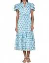 Elizabeth James The Label Delia Midi Dress In Petite Tulip In Blue