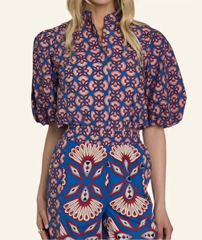Elizabeth James The Label Edie Feather Top In Sapphire