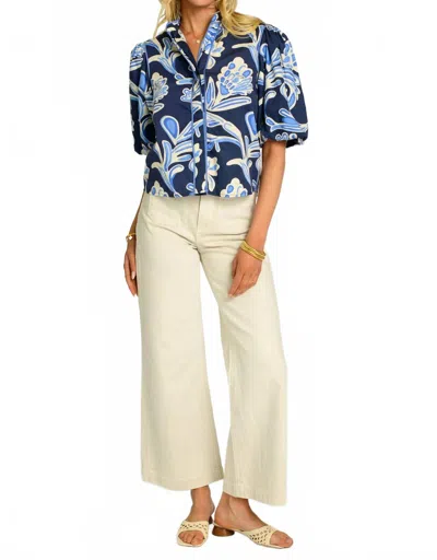 Elizabeth James The Label Edie Top In Navy In Blue
