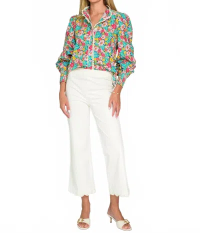 Elizabeth James The Label Emily Balloon Sleeves Top In Meadow Muse In Black