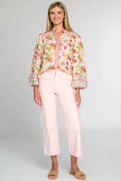 Elizabeth James The Label Emily Button Front Top In English Garden In Multi