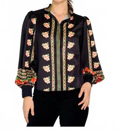 Elizabeth James The Label Emily Garland Stripe Top In Black In Multi