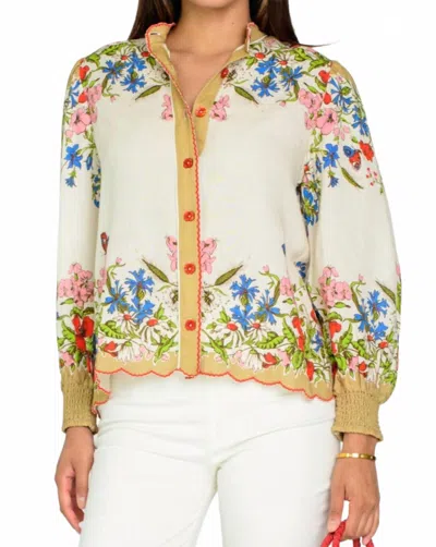 Elizabeth James The Label Emily Top In Butterfly Garden In Multi