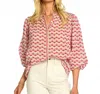 Elizabeth James The Label Emily Top In Fan Flower In Pink