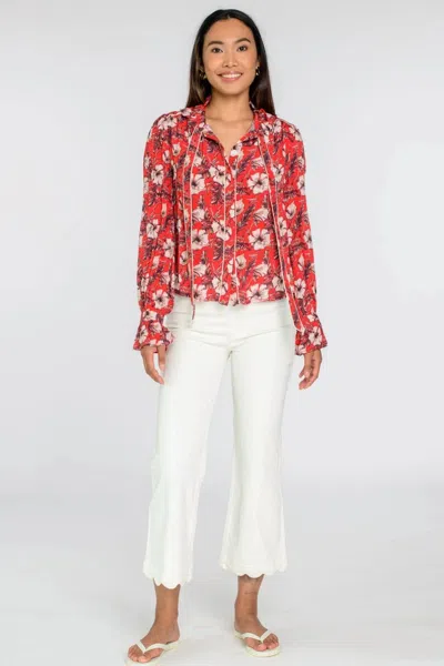 Elizabeth James The Label Farrow Top In Tropicalia Scarlet In Red