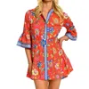 Elizabeth James The Label Frances Mini Dress In Spring Flower Poppy In Red