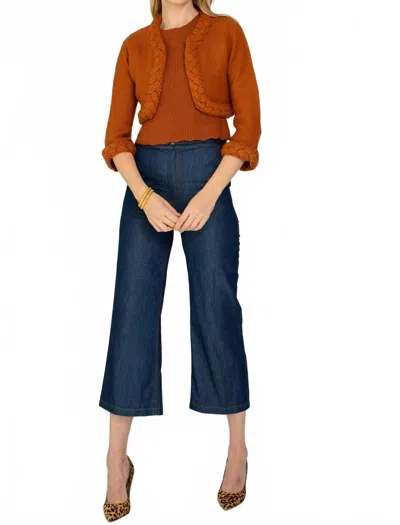 Elizabeth James The Label Honey Cardigan Top In Amber In Brown