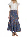 Elizabeth James The Label Izzy Maxi Skirt In Secret Garden Sapphire In Blue