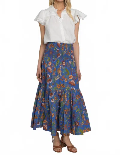 Elizabeth James The Label Izzy Maxi Skirt In Secret Garden Sapphire In Blue