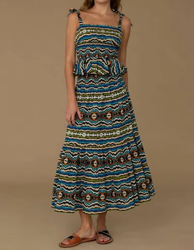 Elizabeth James The Label Izzy Skirt Dress In Ikat Stripe In Multi