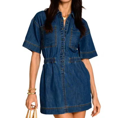 Elizabeth James The Label Janie Mini Dress In Denim Dark Wash In Blue