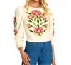 Elizabeth James The Label Jasmine Sweatshirt Top In Indian Flower Ivory