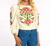 Elizabeth James The Label Jasmine Sweatshirt Top In Indian Flower Ivory