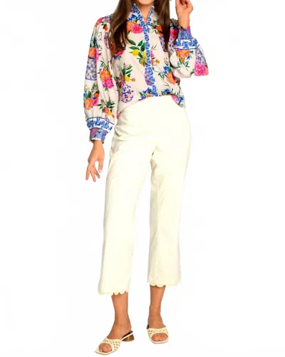 Elizabeth James The Label Jojo Cropped Pants In Solid Ivory In Multi