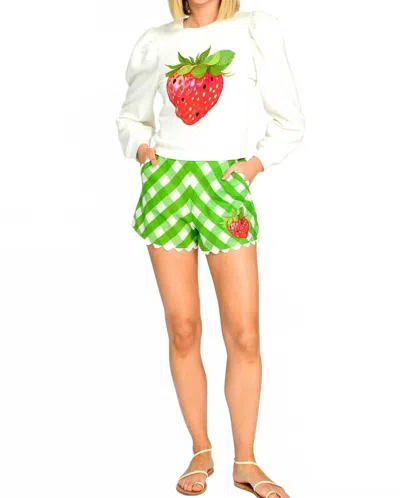 Elizabeth James The Label Josie Shorts In Green Gingham In Multi