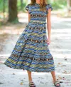 Elizabeth James The Label Lila Dress In Ikat Stripe In Multi