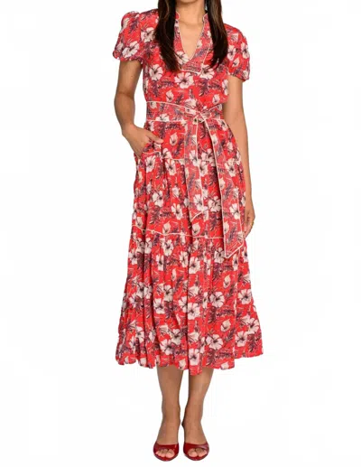 Elizabeth James The Label Lila Tropicalia Dress In Scarlet In Multi
