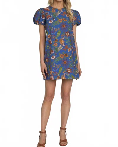 Elizabeth James The Label Louisa Dress In Secret Garden Sapphire In Multi