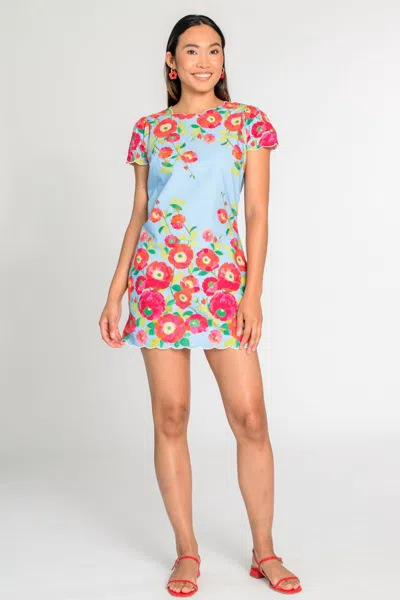 Elizabeth James The Label Louisa Mini Dress In Poppy Patch Blueberry In Multi