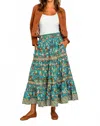 Elizabeth James The Label Mae Maxi Skirt In Grandeur Turquoise In Multi
