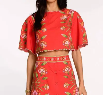 Elizabeth James The Label Paloma Round Neck Top In Red