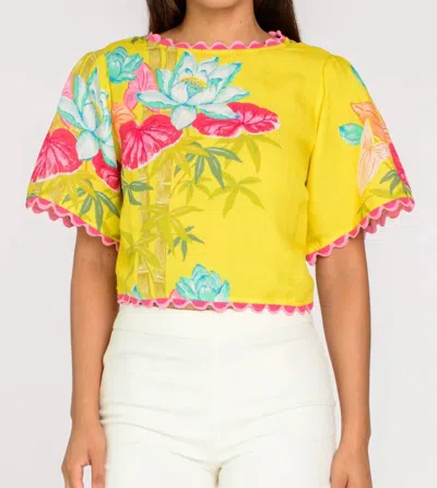 Elizabeth James The Label Paloma Top In Tropical Bamoo In Yellow
